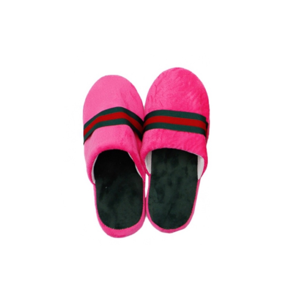 Green & Red Striped Pink Slippers